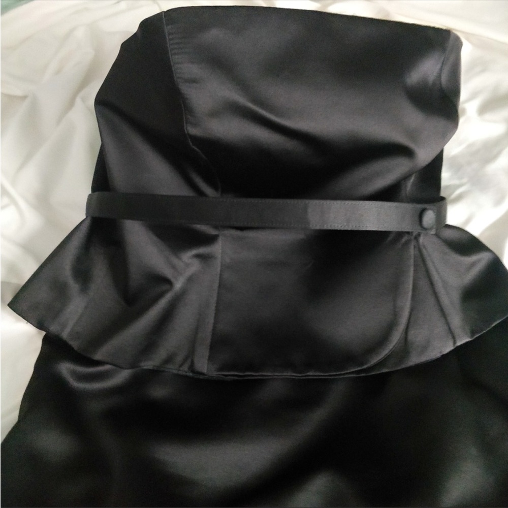 Full-Length 2 Piece Strapless Black Satin Dress - Picture 6 of 6